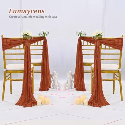 50 PCS Cheesecloth Chair Sashes Bows Wedding Aisle Decorations Chair Ribbon Ties Back Sash for Wedding Party Events Banquet Chair Cover Decoration (Terracotta) - Image 6