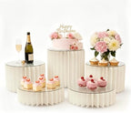 ZOOYOO Buffet Risers for Food Display, 5 Pack Cylinder Stands for Party - Foldable Dessert Table Display Set with Premium Acrylic Tops - Pedestal Cake Stands for Wedding, Candy Table, Quinceanera, Art Exhibitions, Catering by ZOOYOO