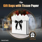YACEYACE Gift Bags with Ribbon, 20Pack of White Gfit Bags with Bow, Card - Image 2
