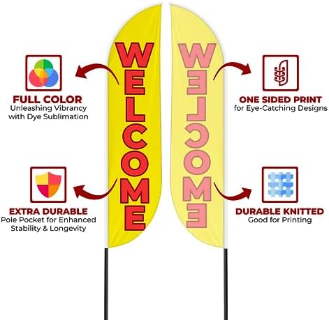 Welcome 2 Sign Feather Flag Pole Kit for Outdoor by Mavis Printing | 15 FEET Long Polyester Outdoor Banner Flag for Easy Hang | HD Print Swooper Flag Pole Mount to Celebrate Welcome 2 - Image 4