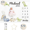 Custom Name Baby Milestone Blanket - Baby Milestone Monthly Blanket with Double Sided for Boy Girl Baby Photography Props - Dinosaur Print Gifts for Kids Infant (FixedSize) by Dyoart