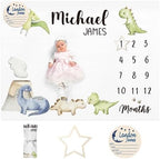 Custom Name Baby Milestone Blanket - Baby Milestone Monthly Blanket with Double Sided for Boy Girl Baby Photography Props - Dinosaur Print Gifts for Kids Infant (FixedSize) by Dyoart