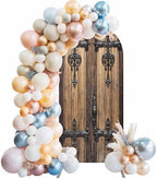 Wooden Door Arch Backdrop Cover 6.6 FT, Barn Door Wedding Arch Cover Stretchy Backdrop Stands Covers for Birthday Party Ceremony Banquet Decor - Image 2