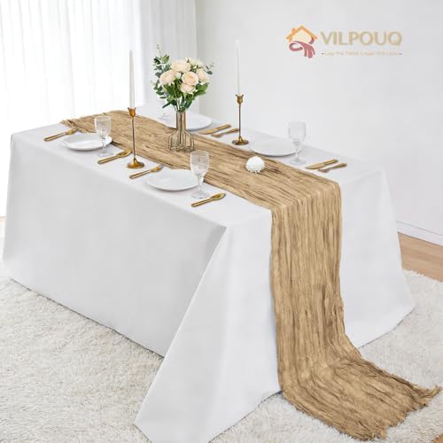 12 Pack Beige Cheesecloth Table Runner 10FT Wedding Party Decor - Image 2