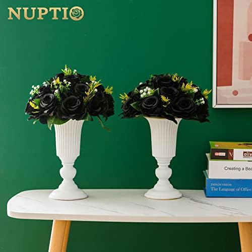 NUPTIO Black Artificial Flowers, Fake Rose Bouquet Arrangement, 6 Pcs - Image 3