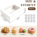 White Bakery Boxes 8x6x2.5 Inch, 50 Pack Dessert Treat Boxes with Stickers - Image 2