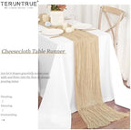 Teruntrue 20 Pack Beige Cheesecloth Table Runner 17x108 Inch, Boho Gauze Sheer Fabric Cheese Cloth Table Runners for Wedding Party Bridal Shower Baby Shower Birthday Home Decor Garden Farmhouse - Image 5