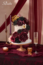 Serwalin Burgundy Black Artificial Flowers, Silk Rose Flowers for Wedding - Image 2