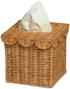 BEBE BASK Handwoven Scalloped Square Tissue Box Cover (4.5 × 4.5 × 5.3 in) by BEBEBASK%C2%AE