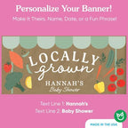 Big Dot of Happiness Personalized Locally Grown Kraft Paper Banner, Farmers Market Baby Shower Party Banner, Custom Name Printed Brown Paper Party Sign Decoration – 1 Count - Image 4