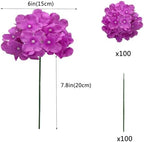 WEISPARK 100PCS Artificial Hydrangea Flowers, Fake Flowers Silk Hydrangea Full Flowers Heads with Stems for Wedding Home Party Shop Baby Shower Decor (Red Purple) - Image 2