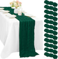 12 Pcs 10FT Emerald Green Cheesecloth Table Runner Gauze Fabric 35 x 120 Inches Long Boho Cheese Cloth Table Runner Rustic Semi Sheer Runner for Wedding Birthday Bridal Shower Party (Emerald Green) by Sunnyline