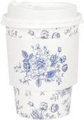 50Pcs Blue Floral Disposable Paper Coffee Cups with Lids and Sleeves by FromTablestoTales