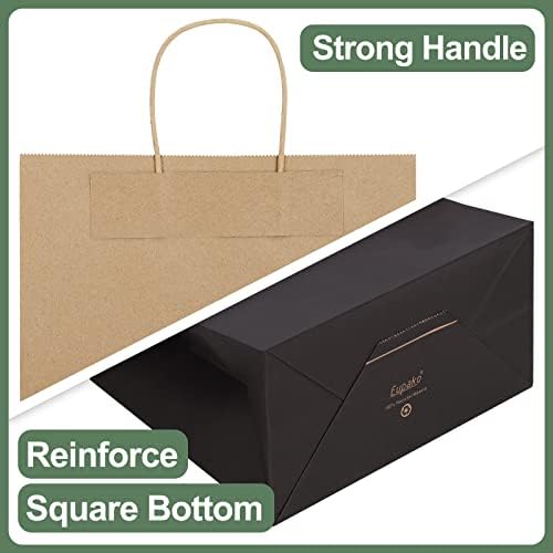 Eupako 16x6x12 Black Paper Bags 50 Pack, Kraft Gift Bags with Handles - Image 3