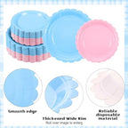 Tegeme 256 Pcs Pink and Blue Gender Reveal Party Supplies Disposable Tablecloth Paper Plates Napkin Cup Plastic Fork Knives Spoon Tableware Serve 36 Guest for Birthday Baby Shower Wedding Decoration - Image 5