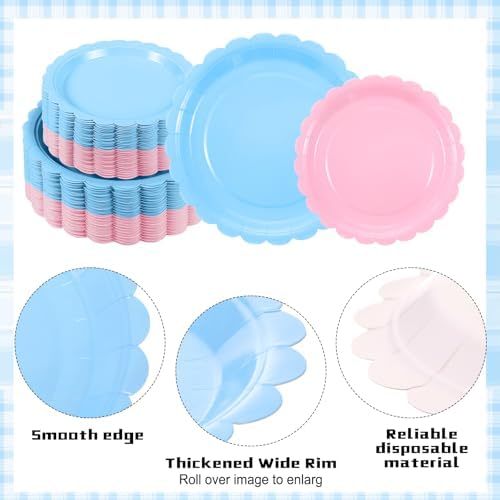 Tegeme 256 Pcs Pink and Blue Gender Reveal Party Supplies Disposable Tablecloth Paper Plates Napkin Cup Plastic Fork Knives Spoon Tableware Serve 36 Guest for Birthday Baby Shower Wedding Decoration - Image 5