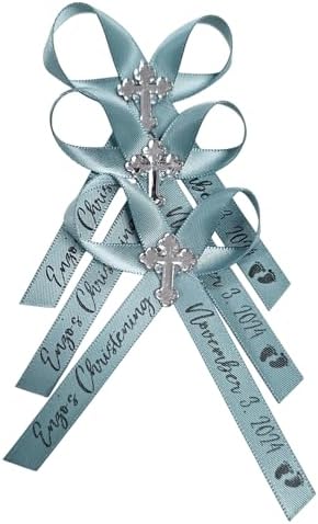 25 Personalized Ribbons Assesmbled Bows Custom Bridal Shower Favor Party Favors Wedding Bridesmaid Memorial Ribbons Funeral Baby Invitations Mis XV años Quinceanera (Seafoam) - Image 7