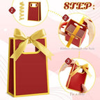 AmazingSpark 50 Pcs Burgundy Gold Mini Gift Bags Bulk 6.3 x 3.9 x 2.8 Inch Party Favors Elegant Small Gift Bags with Handles and Ribbon Bows for Wedding Birthday Bridal Baby Shower Party Favors - Image 5