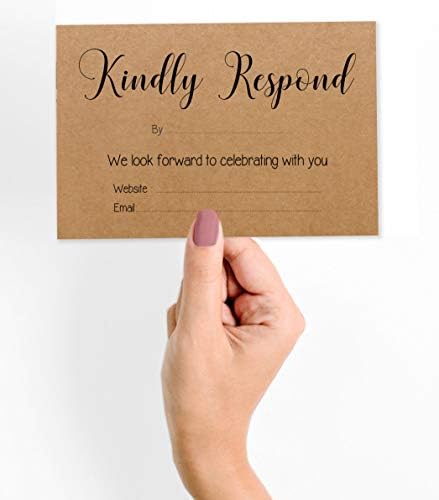 50 Blank RSVP Cards with Kraft Envelopes Rustic Kraft 4"x6" Response Cards-RSVP Reply Card for Wedding-Bridal Shower-Baby Shower-Rehearsal Dinner - Image 3