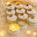 Personalized Natural Soy Wax Wedding Favor Candle Gift Set for Guest - Fall Winter Christmas Custom Dried Flower Bridal Baby Shower Gifts in Bulk (40 Pieces, Pink Flower) - Image 3