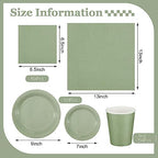 Dandat 200 Pcs Paper Plates Napkins Cups Party Set Green,Sage Green - Image 3