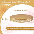 Cake Stand, Metal Round Cupcake Dessert Stand Cake Display Holder Cookies Fruit Serving Tray Decor for Wedding Party Birthday Baby Showers Anniversary (18 in, Dark Gold) - Image 2