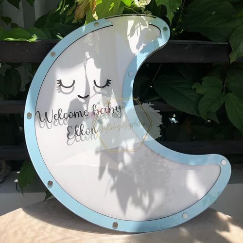 Baby Shower Guest Book Alternative Wooden Drop Box Moon Nursery Keepsake - Image 2