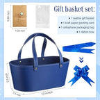 Wonderjune Empty Baskets for Gift Leather Thanksgiving Gift Bags, Blue - Image 2