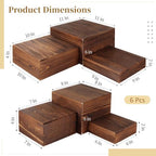 OMISTAR 6 Pcs Wooden Risers Display Stands Set - Rustic Wood Cake Stands, Nesting Display Blocks, Assorted Size Wood Display Shelf for Party Decorations, Jewelry, Figures Collection - Image 5
