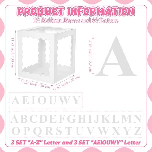 12 Pcs Baby Boxes for Baby Shower Scalloped Clear Balloon Box with Letters - Image 2