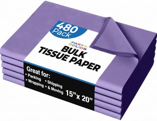 Party Solids Purple Tissue Paper for Gift Bags 15" X 20" 480 Sheets by Crown+Display