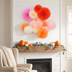 OUNONA 1set Thanksgiving Tissue Pom Poms Paper Fans Lanterns Garland - Image 6