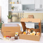 Moretoes 25pcs Pie Boxes, 12x12x3 Inch Auto-Popup Brown Bakery Boxes - Image 5