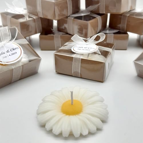 Giftsupstore Wedding Favors for Guests Bulk – 75 Set Elegant Daisy Flower Candles – Custom Bridal Shower Gifts, Baby Shower, Personalized Bachelorette Party Candle Favors, Unique Handmade Floral Decor - Image 5