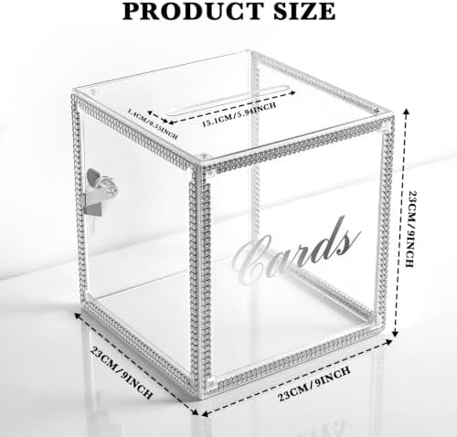 Clear Acrylic Wedding Card Box with Lock and Slot for Reception - Image 2