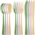 Kochorie 300 Pieces Sage Green and Pink Plastic Silverware, Disposable Plastic Utensils, Heavy Duty Cutlery Set Heavyweight Flatware Includes Spoons Forks Knives for Birthday Wedding Party Supplies by Kochorie