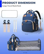 Diaper Bag with Changing Station, Waterproof 3 in 1 Diaper Backpack with Foldable Changing Pad, USB Charging Port, Large Travel Backpack for Mom & Dad, Baby essentials-Blue - Image 3