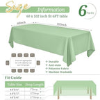 Showgeous 60x102 Inch Sage Green Rectangle Tablecloth 6 Pack Fit 6FT Table - Image 2
