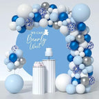 5x5ft We Can Bearly Wait Round Backdrop Cover Blue Cute Bear Baby Shower Circle Photography Background for Gender Reveal Pregnancy Party Banner Cake Table Decorations Photo Booth Props - Image 2