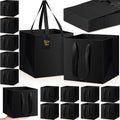 Windyun 50 Pcs Square Paper Gift Bags with Handle 10 x 10 x 10'' Large Favor Bag with DIY Thank You Tag for Wedding Christmas Bridal Shower Bridesmaid Birthday Party (Black) by Windyun