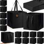 Windyun 50 Pcs Square Paper Gift Bags with Handle 10 x 10 x 10'' Large Favor Bag with DIY Thank You Tag for Wedding Christmas Bridal Shower Bridesmaid Birthday Party (Black) by Windyun