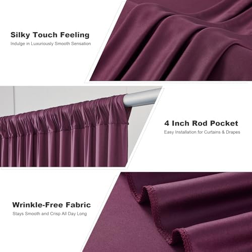 20x14ft Burgundy Backdrop Curtains for Wedding Party, 4 Panels 14 ft Long Back Drop Cloth, Wrinkle-Free Polyester Drapes for Birthday, Baby Shower, Stage Photography Background - Image 3