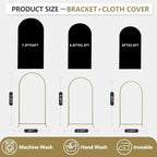 Arch Backdrop Stand and Cover Set, 3 Metal Balloon Arch Backdrop 7.2ft 6.6ft 6ft, Gold Arched Stand Frame for Wedding, Parties,Birthday, Backdrop Decorations (Black,7.2ft+6.6ft+6ft) - Image 2