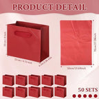 Qilery 50 Pcs Wedding Paper Gift Bags Bulk with Tissue Paper Small Gift Bags with Handle and Tags for Birthday Wedding 4th of July Party Business(Dark Red,4.7 x 2.4 x 3.9'') - Image 2