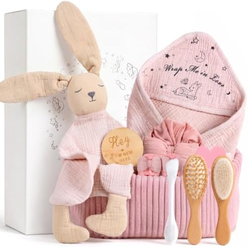 lulumoon Baby Shower Gifts for Girl - 11-Piece Newborn Essential Basket Set by Lulumoon