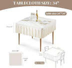 Wish Care 2 Pack Ivory Spandex Tablecloths for 34x34 Inch Square Tables, Stretch Fitted Table Clothes with Pleated Ruffle Skirt for 34” Table, Wrinkle Free and Elastic, for Party Kitchen Home Dining - Image 2