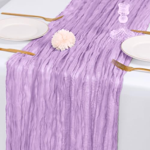 14 Pack Lavender Cheesecloth Table Runner 17x108 Inch Semi Sheer Boho Gauze Cheese Cloth Fabric Table Runners, for Wedding Party Baby Shower Birthday Home Decor Garden Farmhouse - Image 6