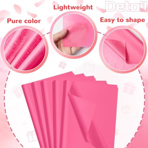 500 Sheets Hot Pink Tissue Paper 15 x 20 Inch for Breast Cancer Awareness - Image 4