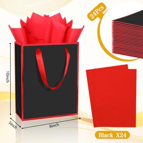Epoesch 24 Pack Gift Bags with Handles & 24 Tissue Papers – 8x5x10 Inches - Image 2