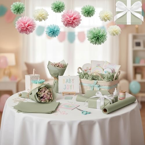 500 Sheets Sage Green Tissue Paper Bulk 15 x 20 Inch for Fall Wedding Gifts - Image 6
